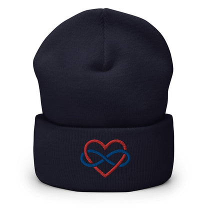 polyamory beanie, embroidered polyamorous hat, navy