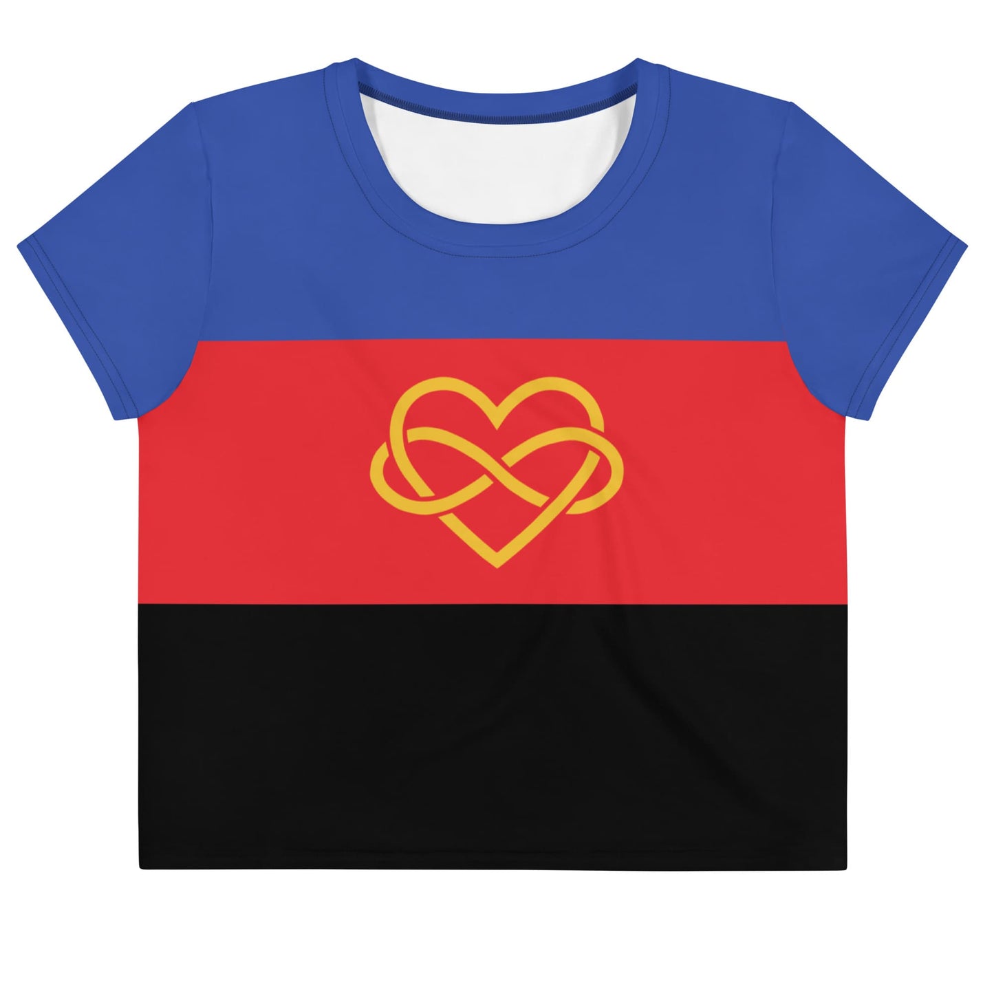 polyamory crop top, flatlay front