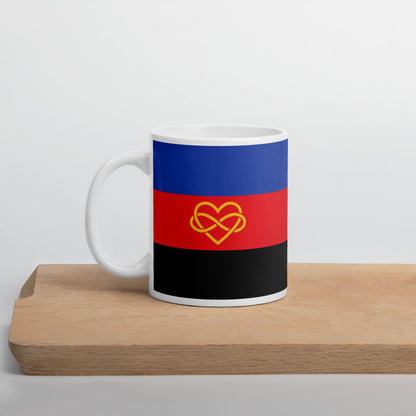 polyamory coffee mug on table