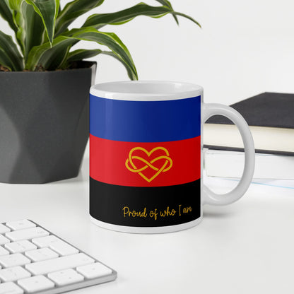 polyamory coffee mug on desk