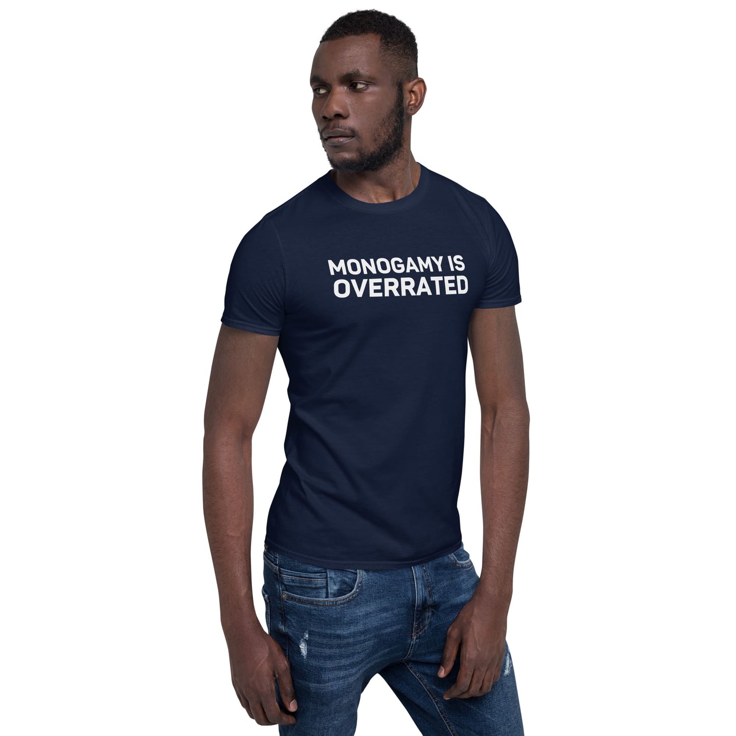 polyamory shirt, statement polyamorous pride quote, model 1