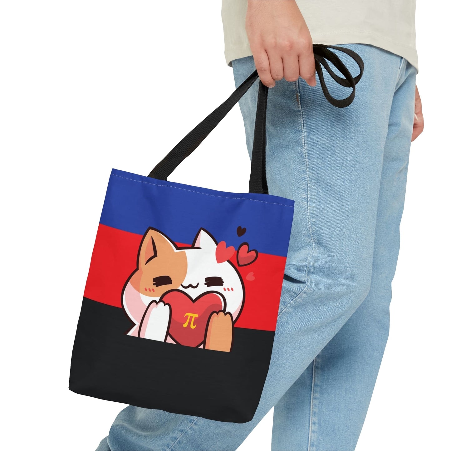 polyamory tote bag cute cat, small
