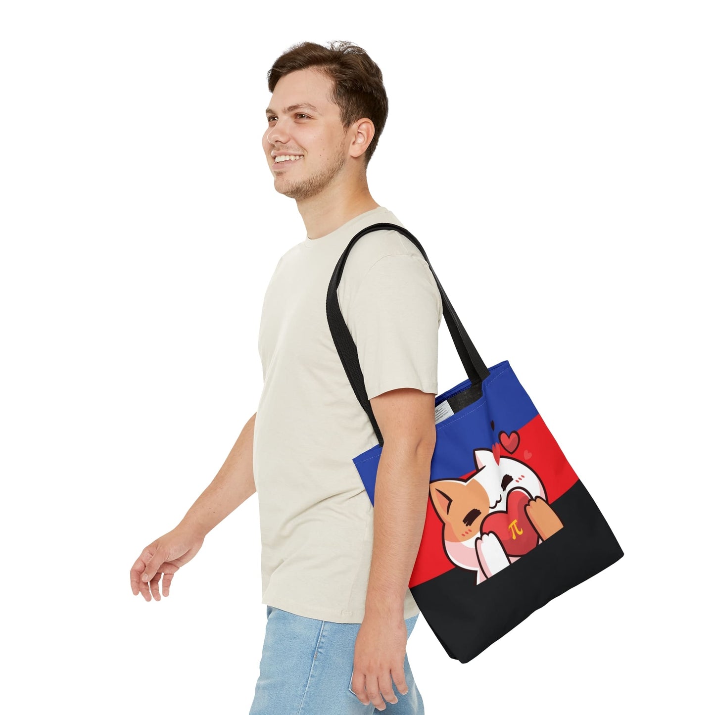 polyamory tote bag cute cat, medium
