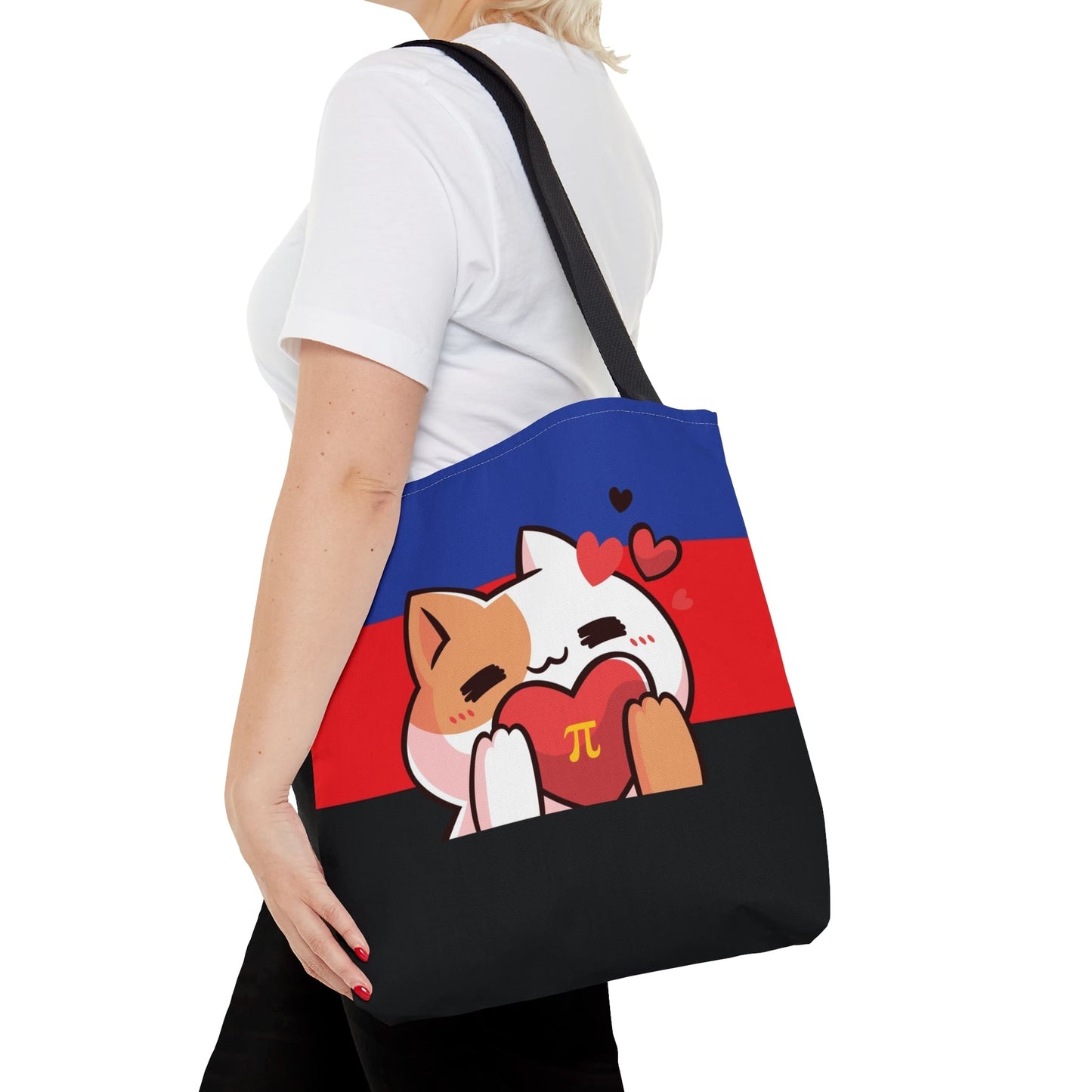 polyamory tote bag cute cat, medium