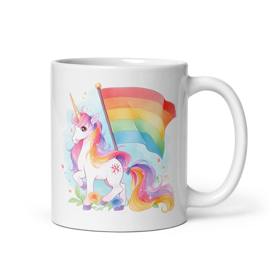 LGBTQ mug, cute rainbow unicorn coffee or tea cup