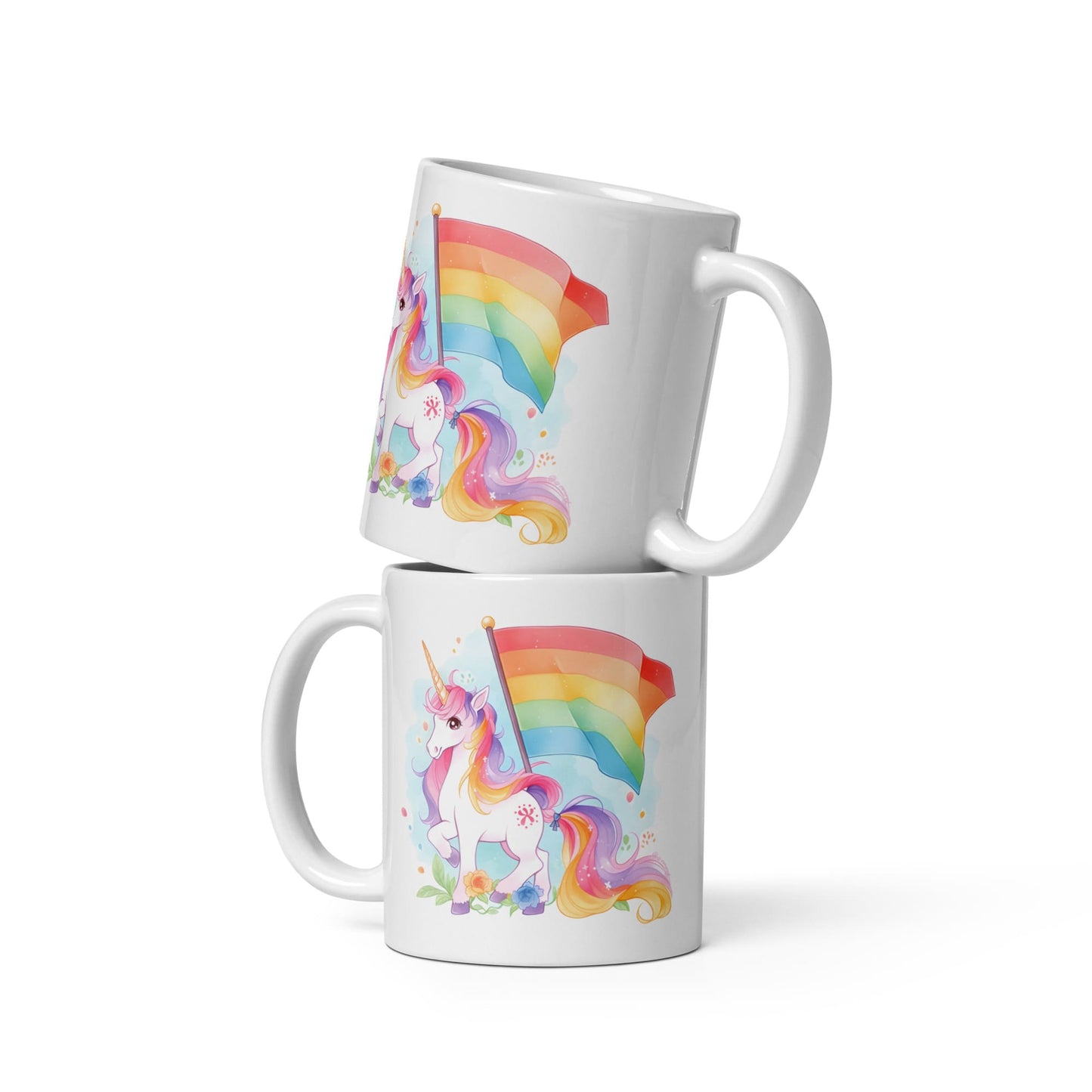 LGBTQ mug, cute rainbow unicorn coffee or tea cup both sides