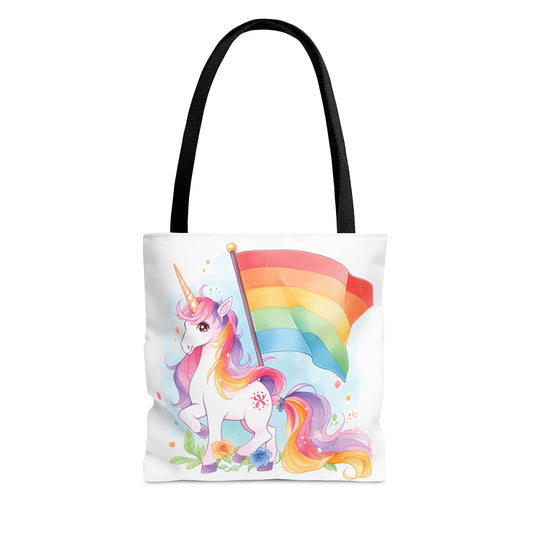 LGBTQ tote bag, cute rainbow unicorn bag