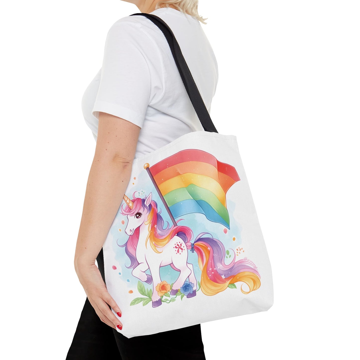 LGBTQ tote bag, cute rainbow unicorn bag, medium