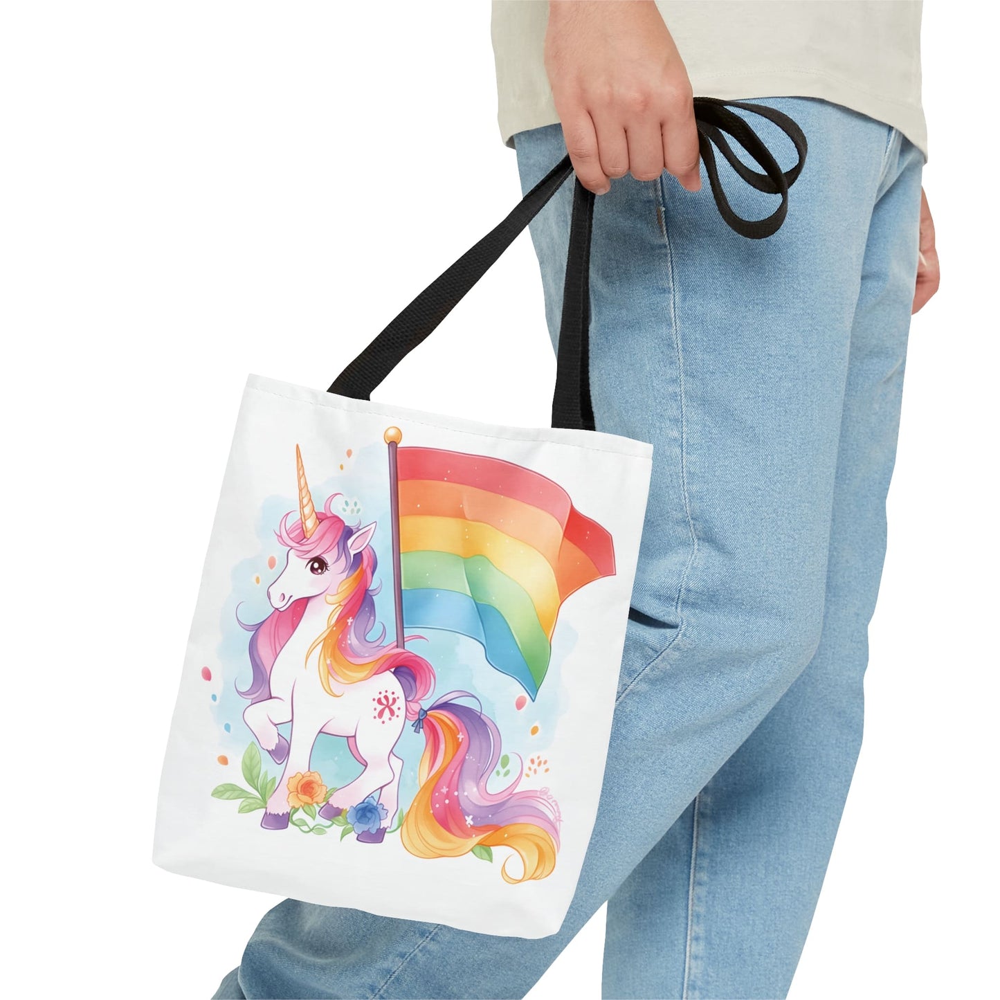 LGBTQ tote bag, cute rainbow unicorn bag, small