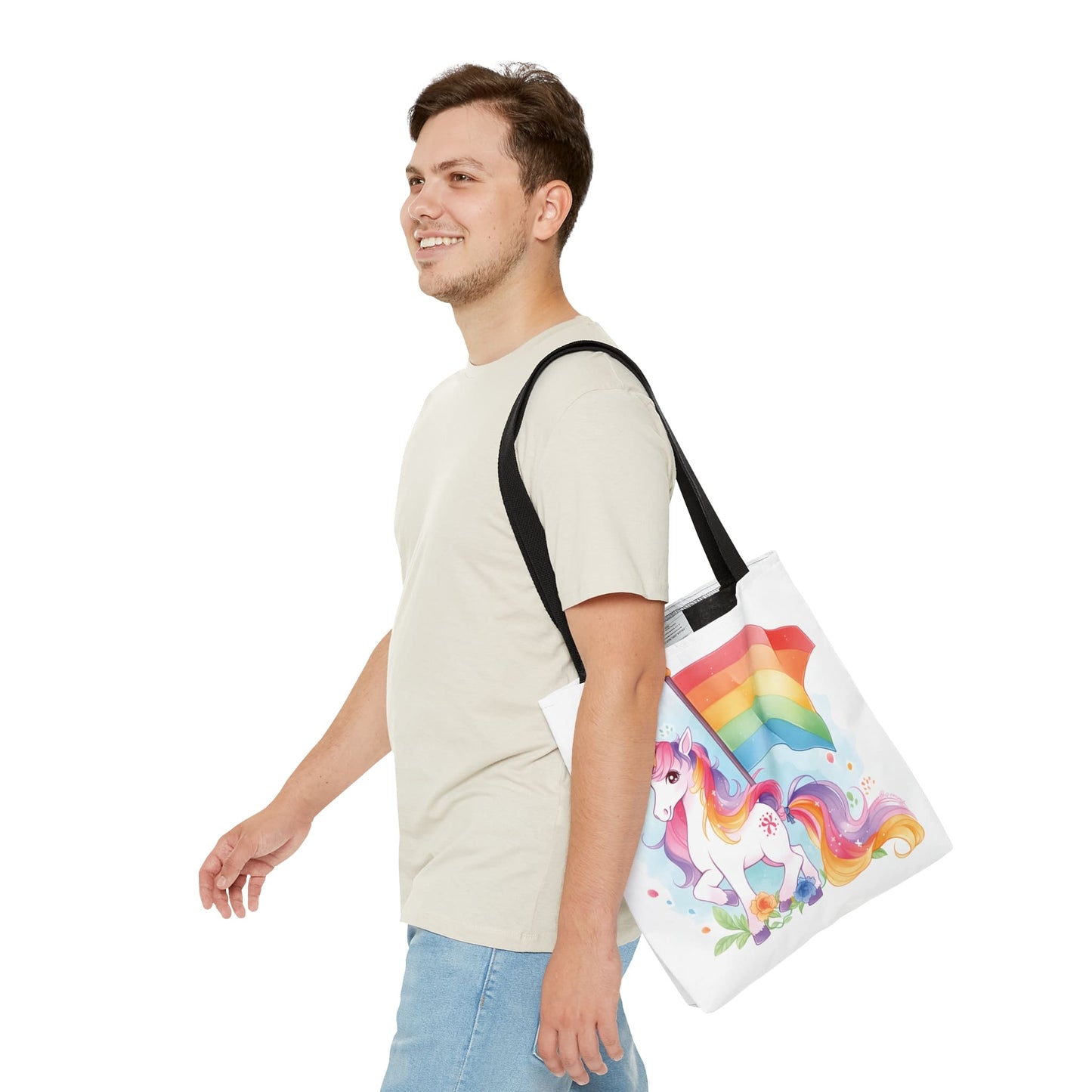 LGBTQ tote bag, cute rainbow unicorn bag, medium