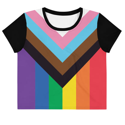 LGBT progress pride crop top, flatlay front