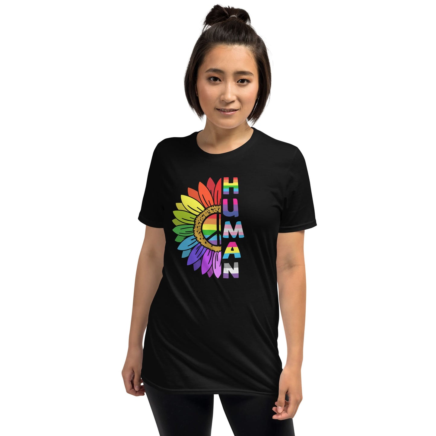 proud human LGBTQ shirt, model 1