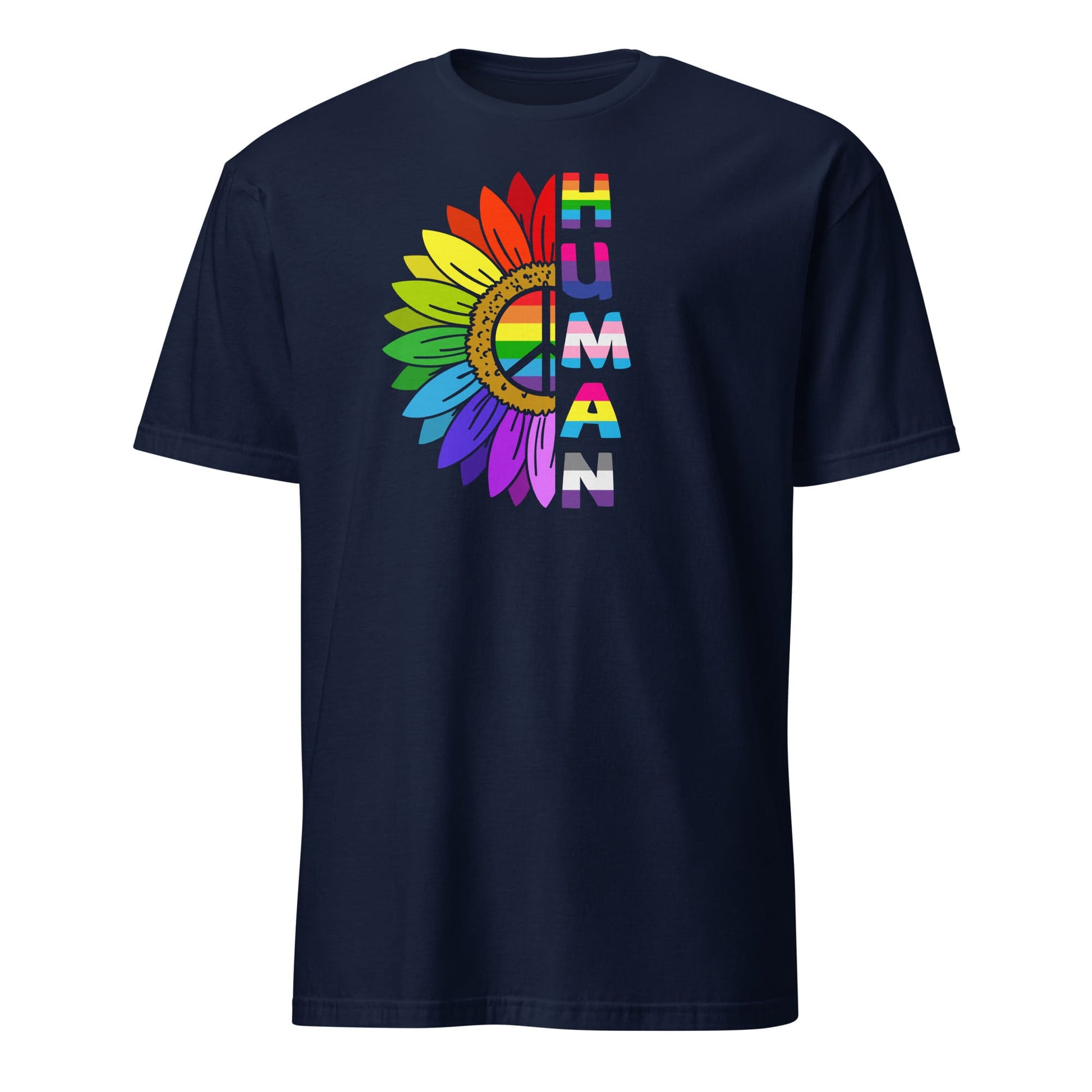 proud human LGBTQ shirt, navy