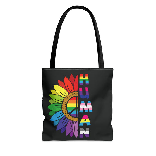 proud human LGBTQ pride tote bag
