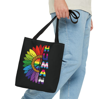proud human LGBTQ pride tote bag, small