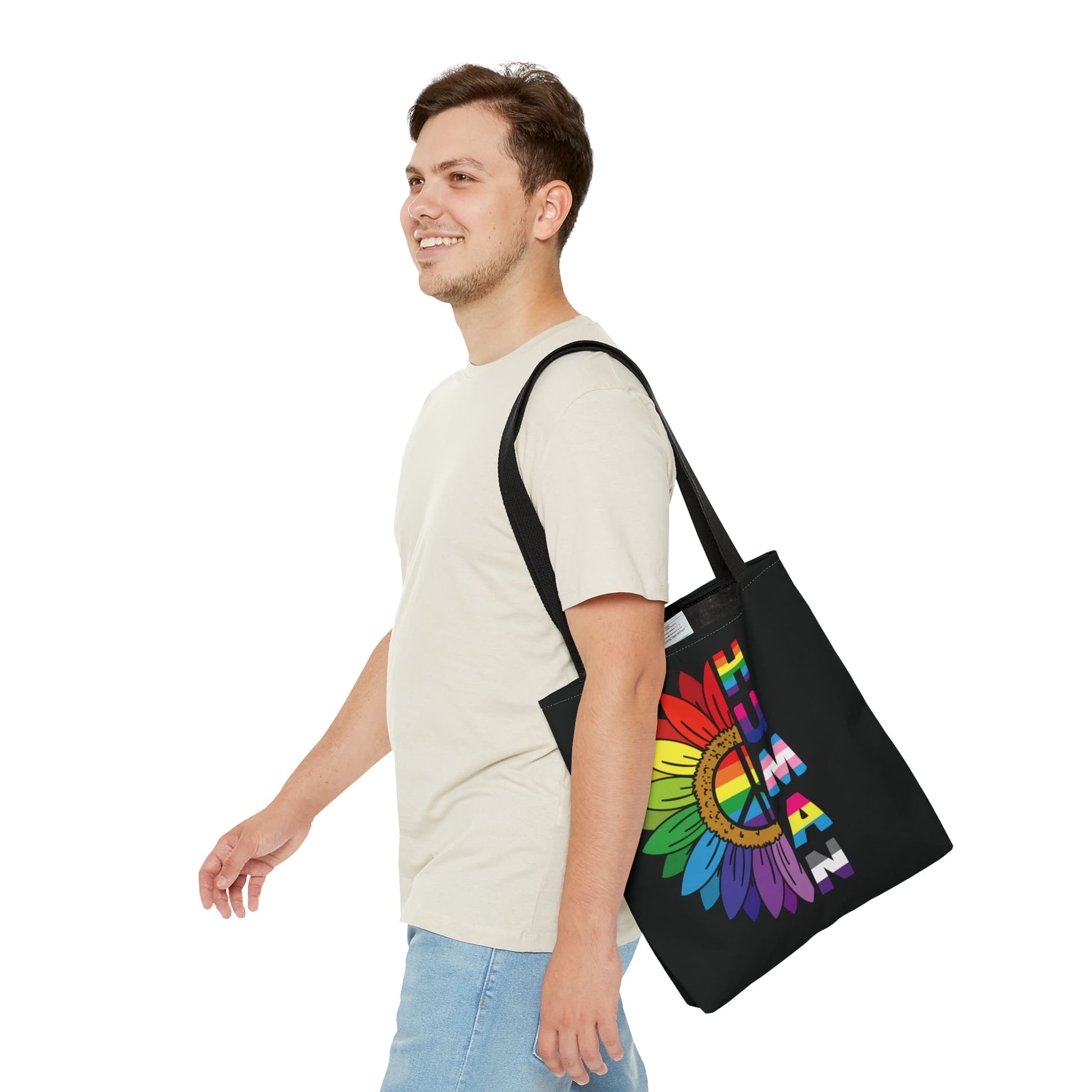 proud human LGBTQ pride tote bag, medium