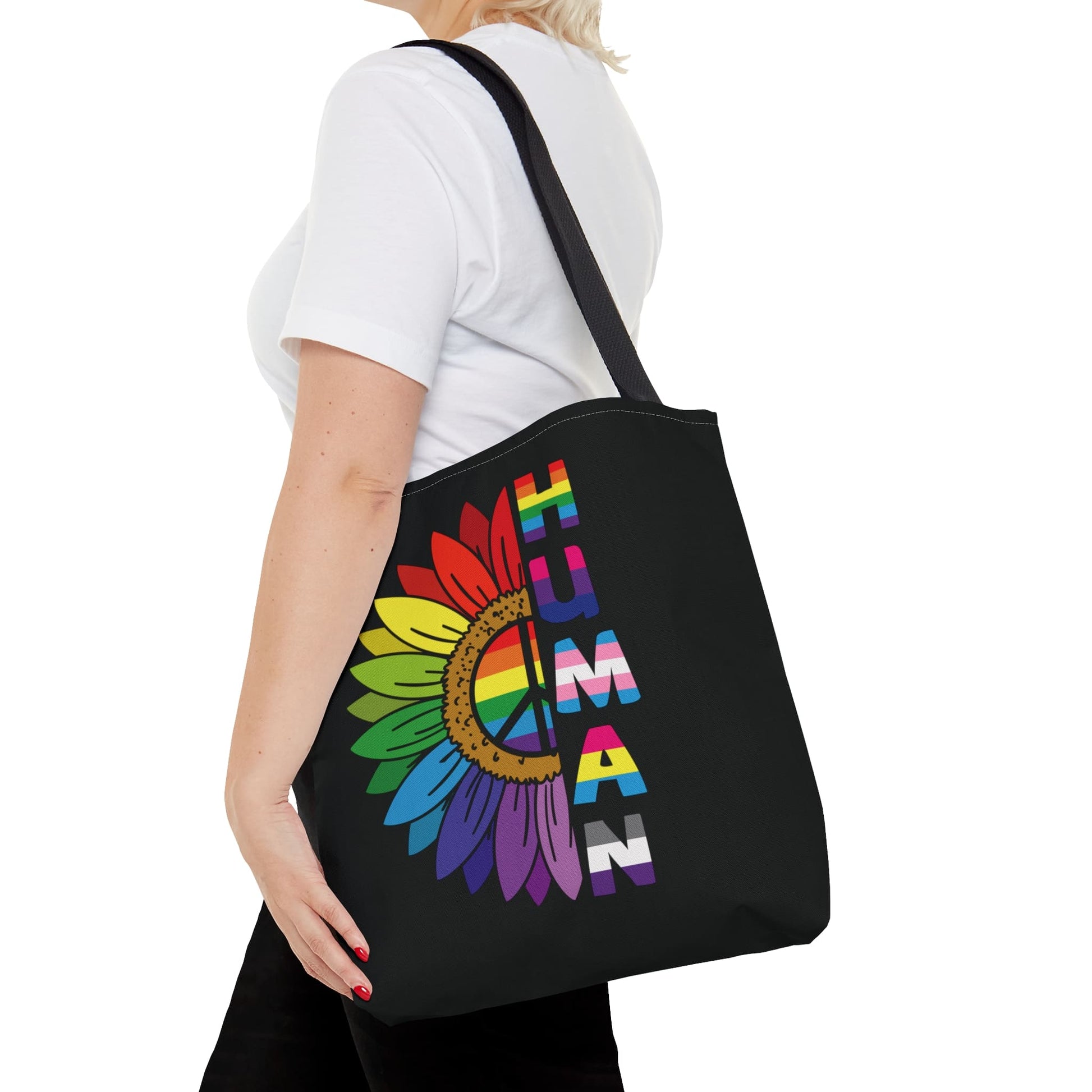 proud human LGBTQ pride tote bag, medium