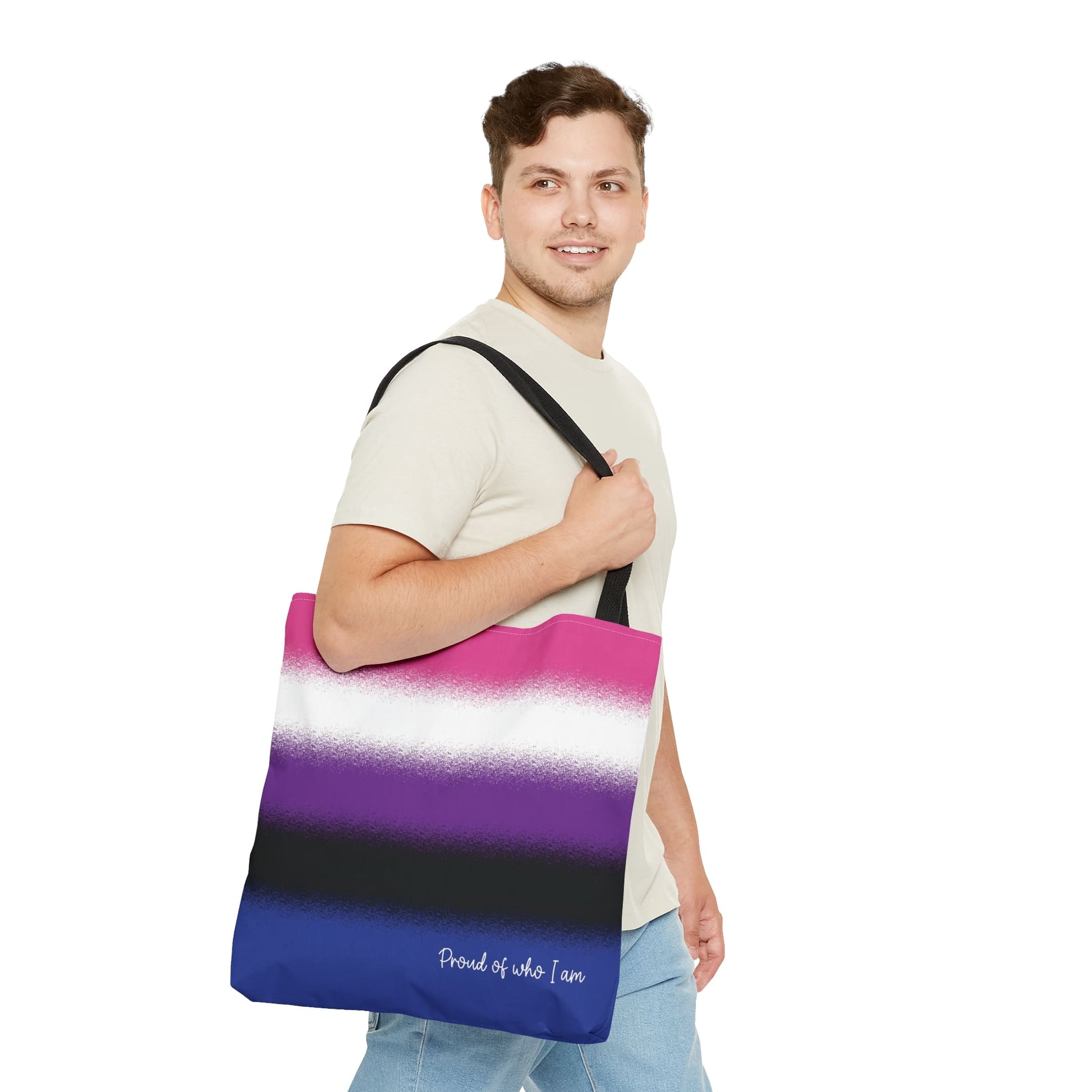 genderfluid flag tote bag, large