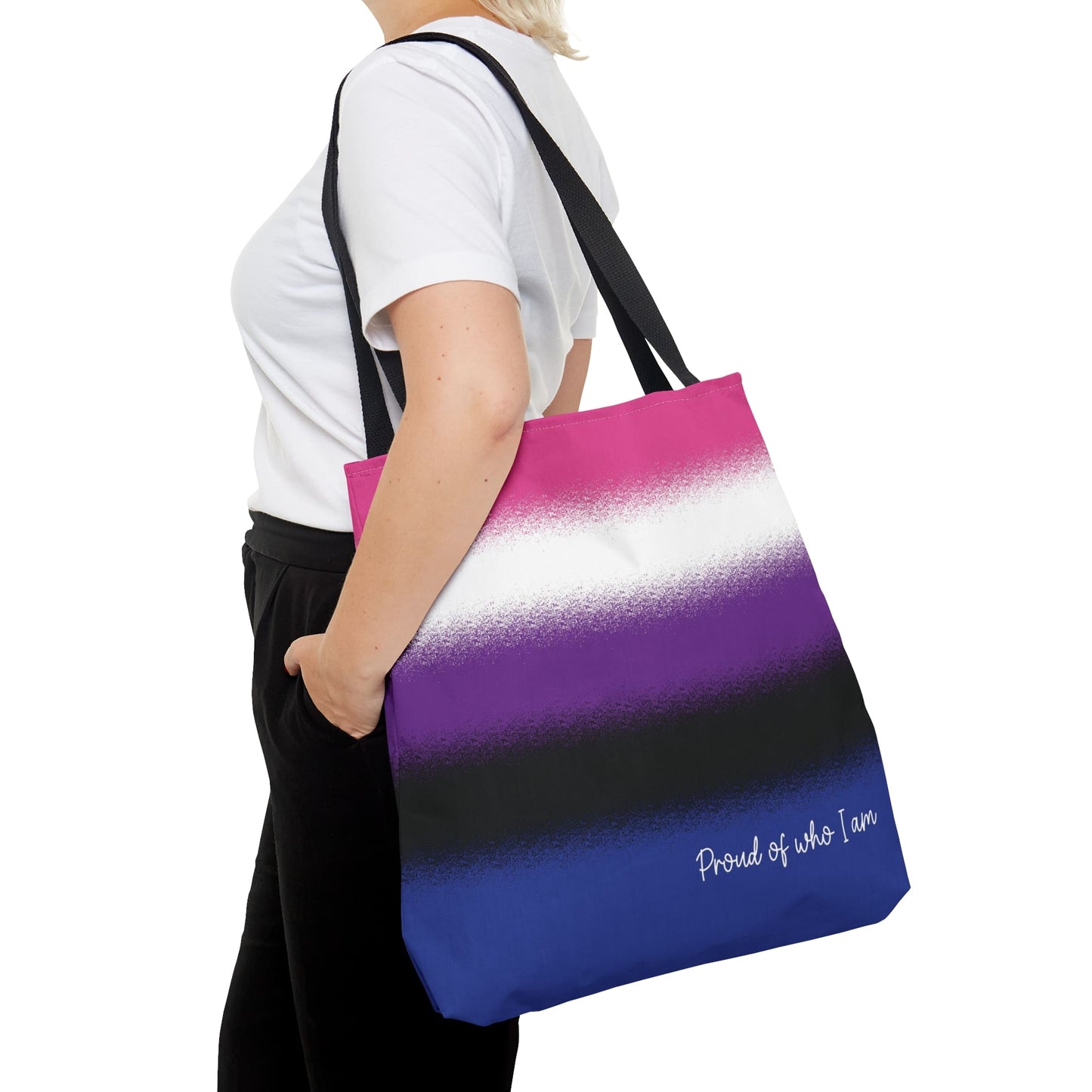 genderfluid flag tote bag, large