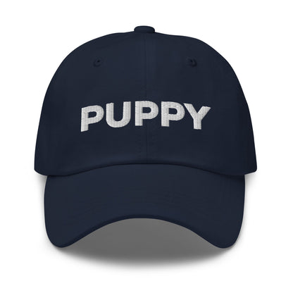 puppy pride and handler hats, matching embroidered pup play pride caps, navy