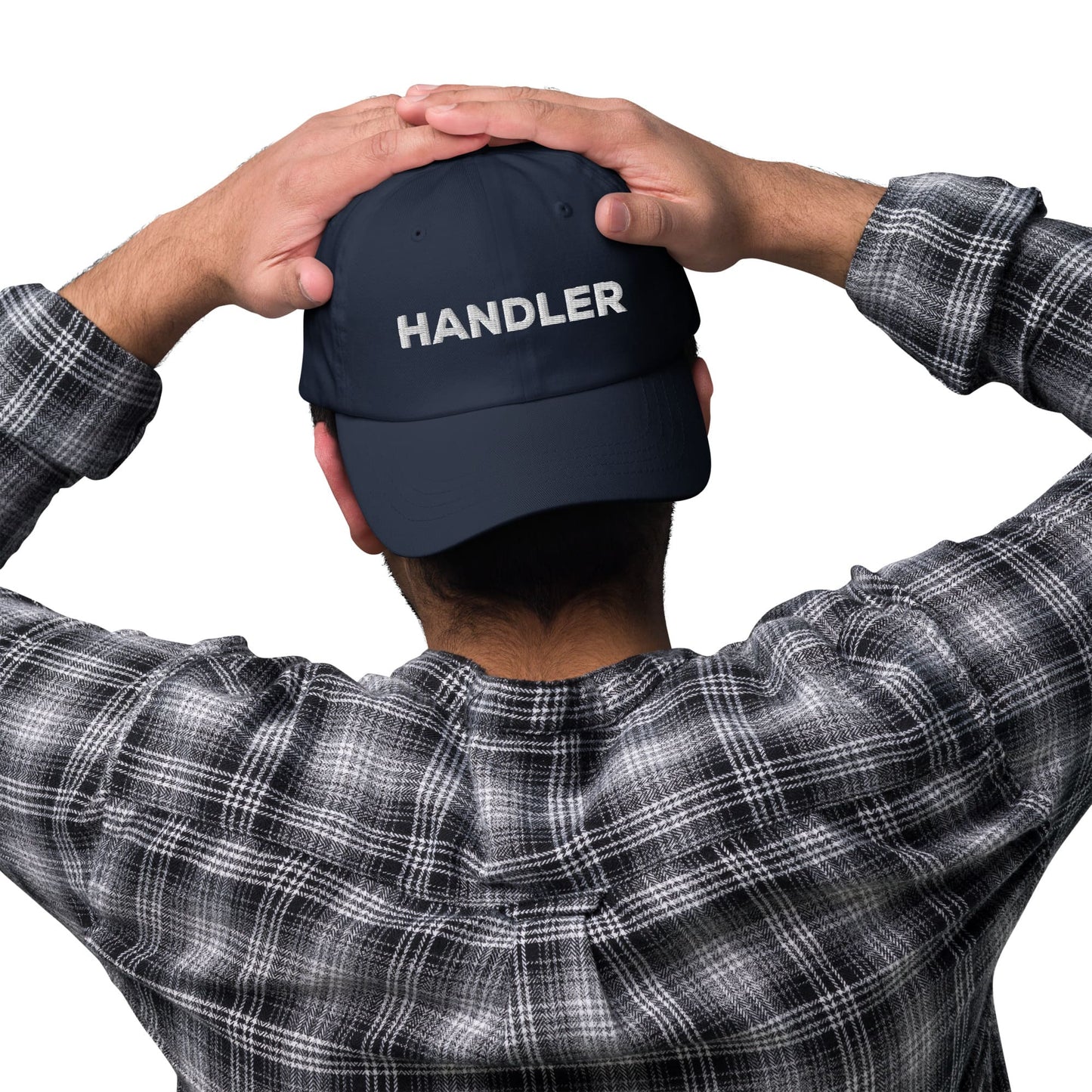 puppy pride and handler hats, matching embroidered pup play pride caps, model 2 handler