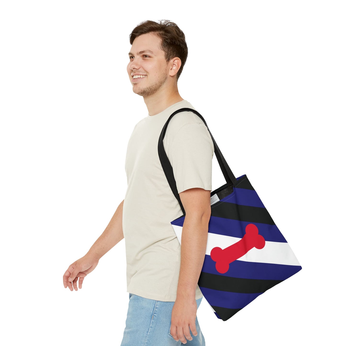 puppy play pride flag tote bag, medium