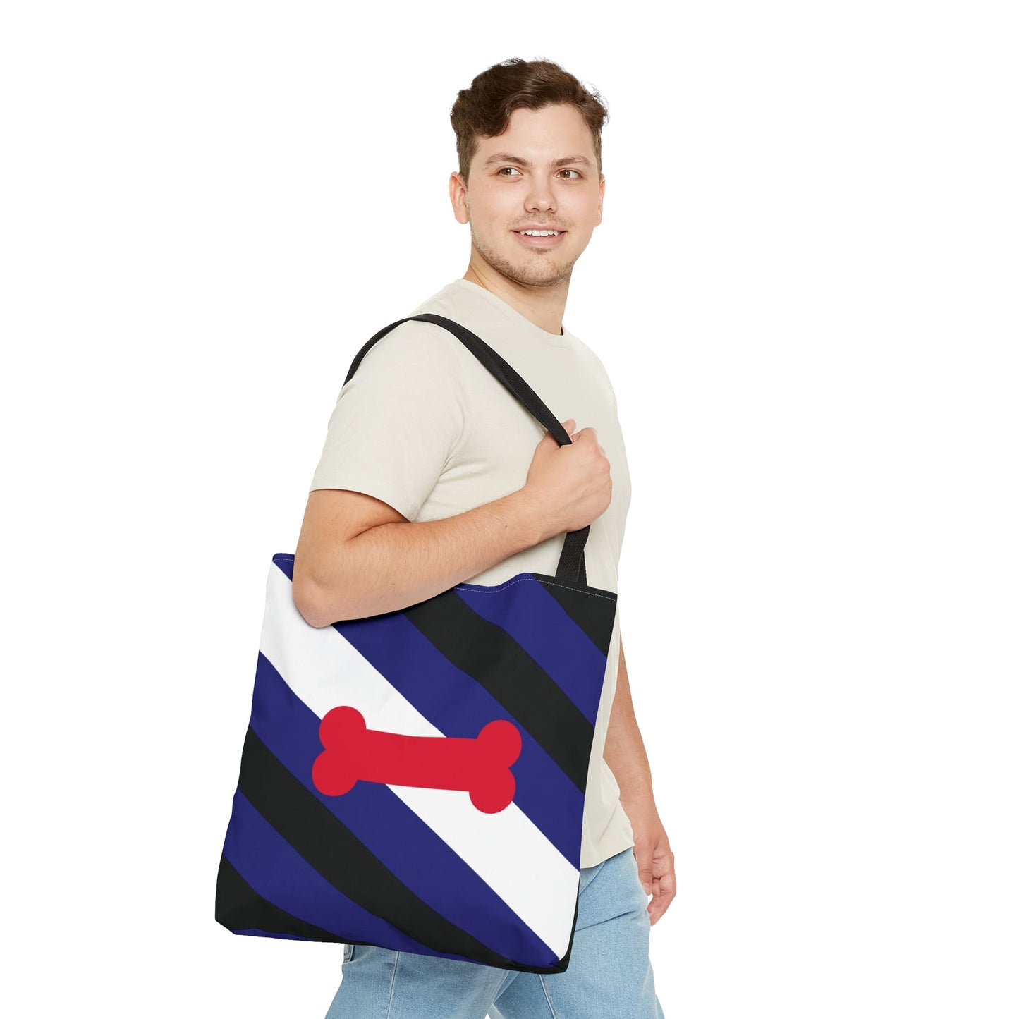puppy play pride flag tote bag, large