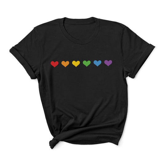 Rainbow hearts pride t shirt