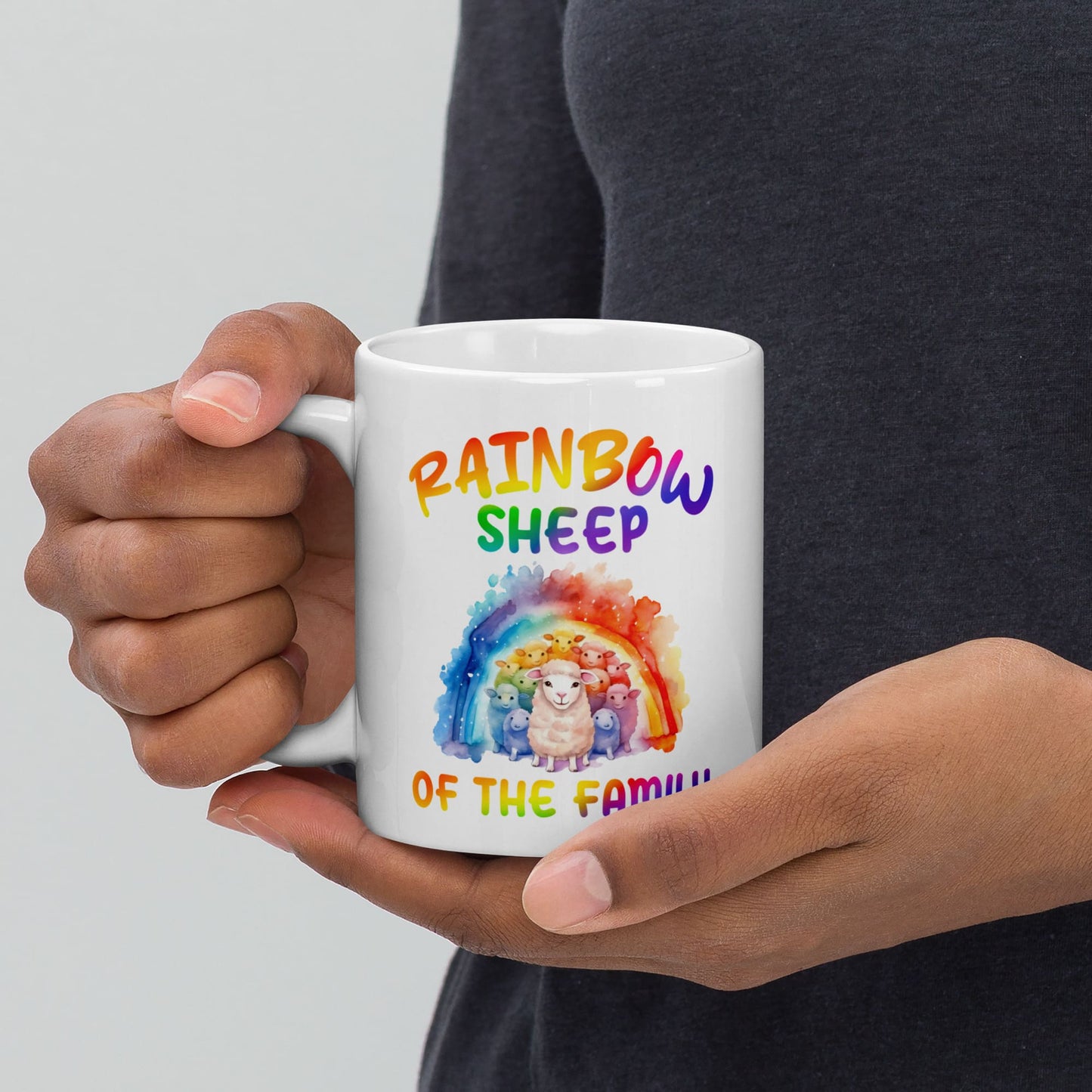 LGBTQ pride mug, rainbow sheep of the family coffee or tea cup zoom