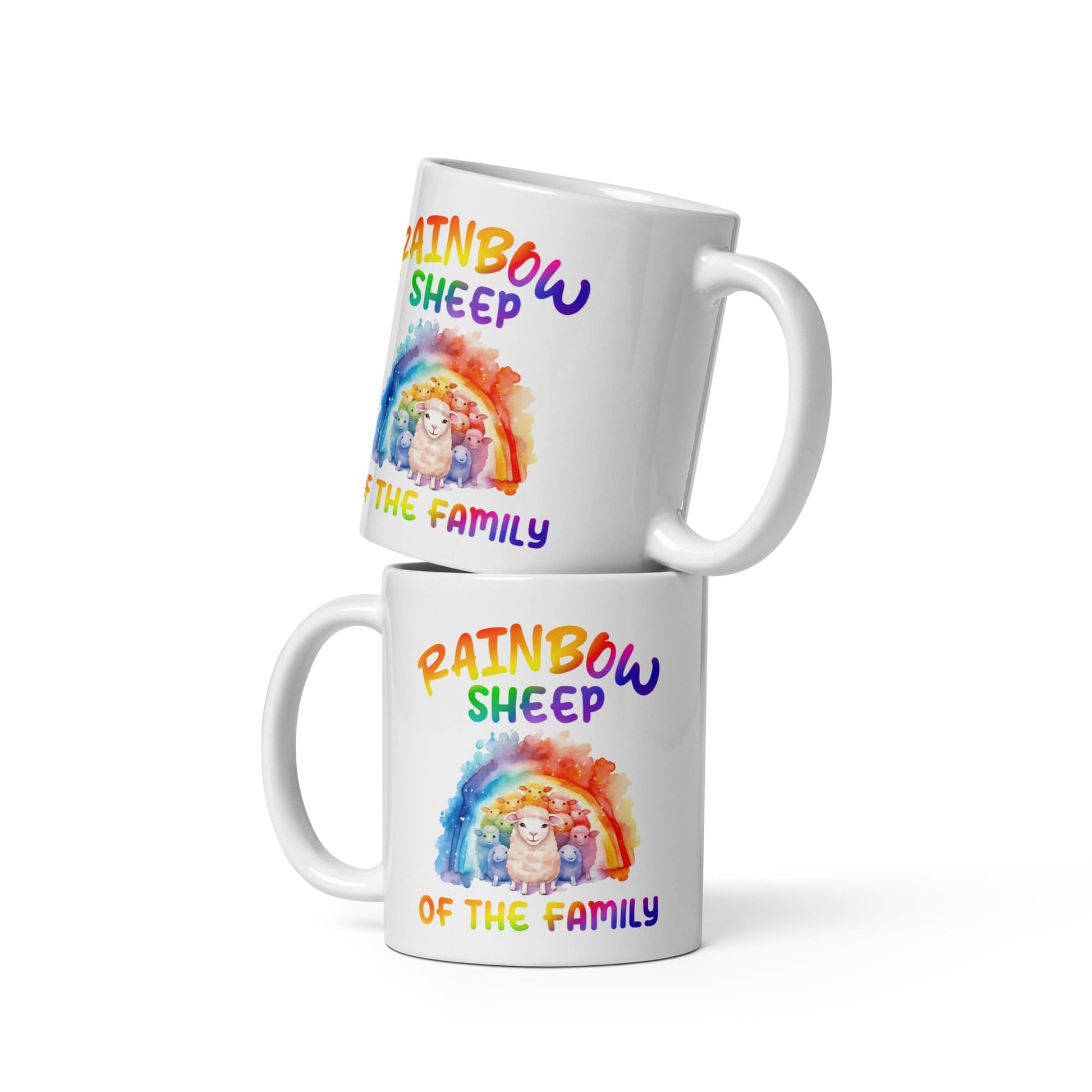 LGBTQ pride mug, rainbow sheep of the family coffee or tea cup both sides