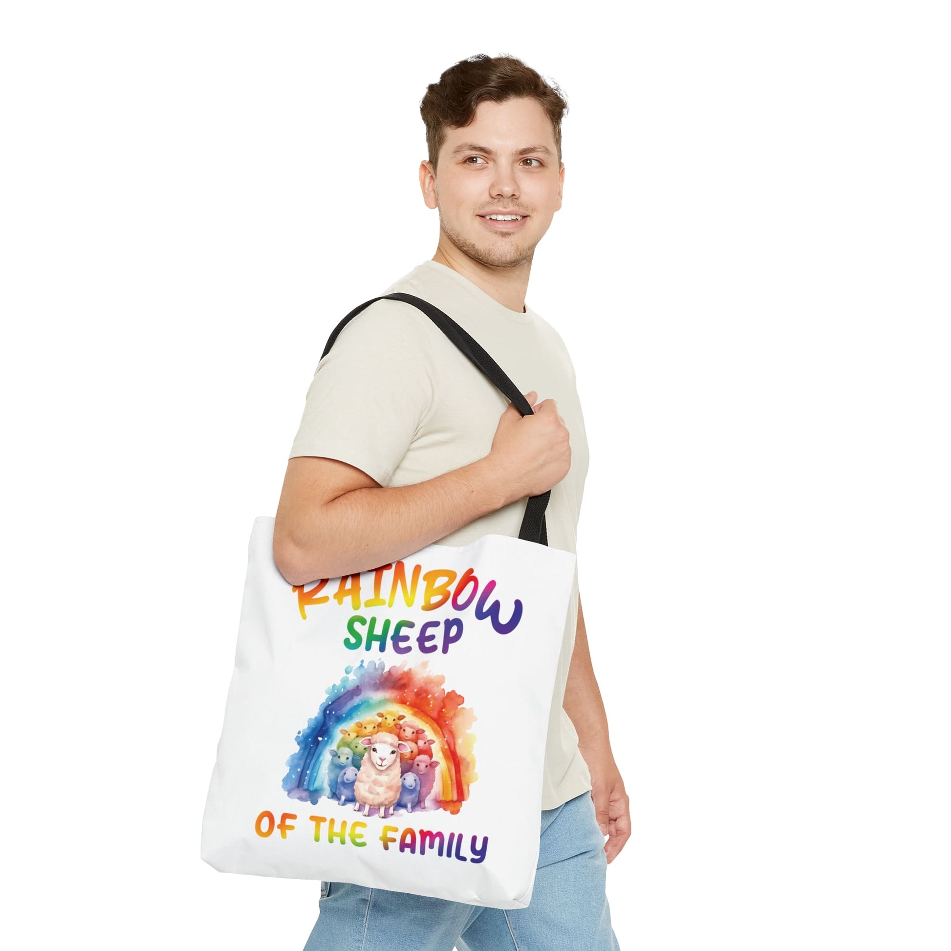 LGBTQ pride tote bag, rainbow sheep of the family bag, large