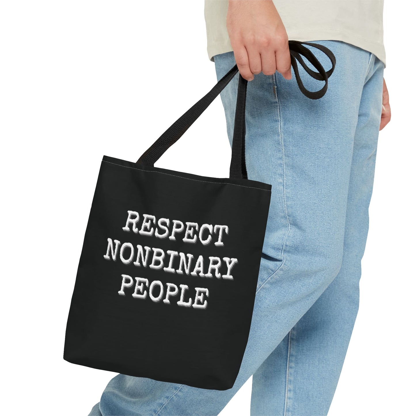 nonbinary tote bag, respect enby people bag, small