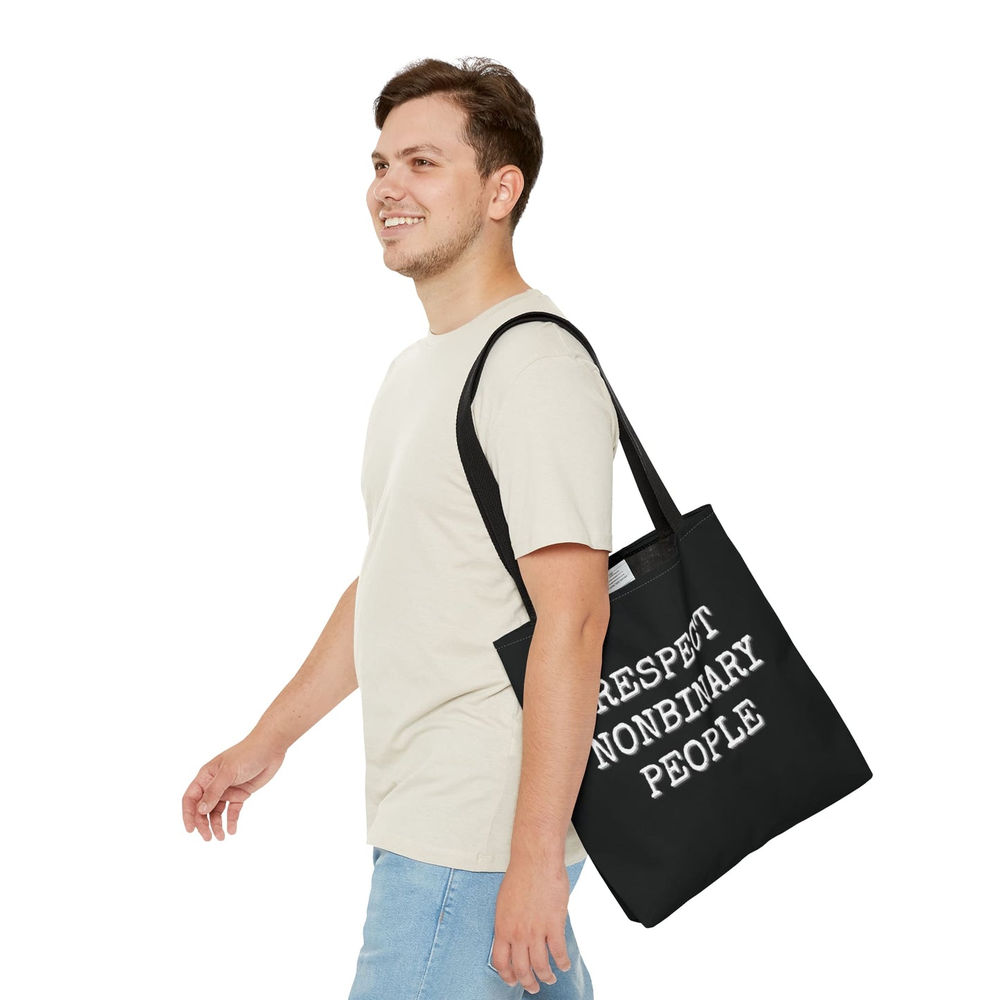 nonbinary tote bag, respect enby people bag, medium