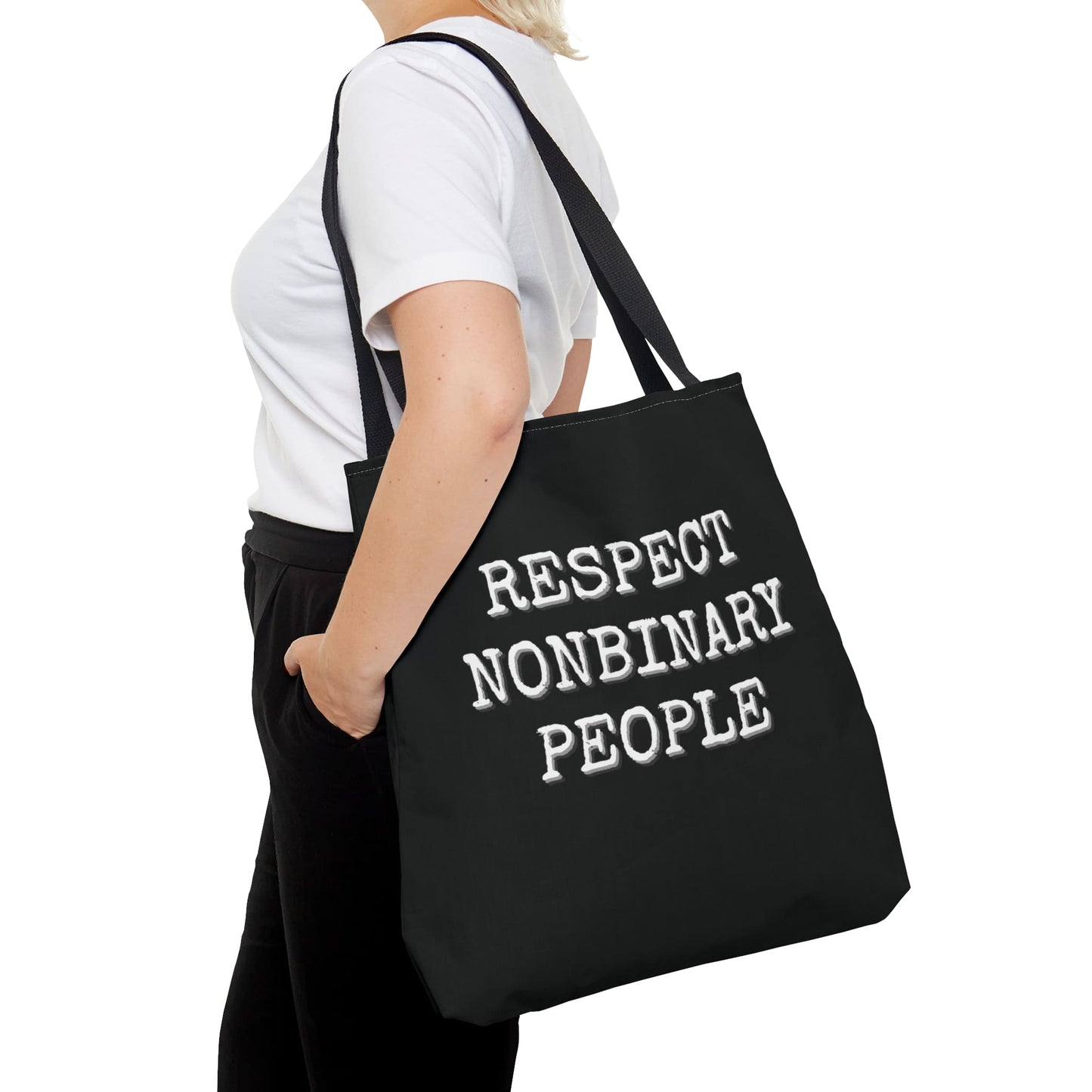 nonbinary tote bag, respect enby people bag, large