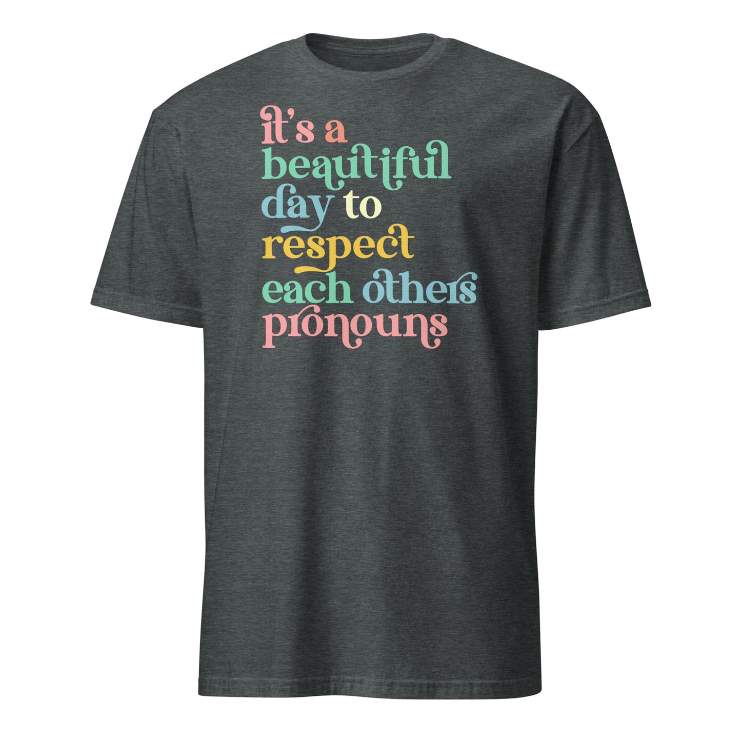 non binary shirt, respect pronouns tee, grey