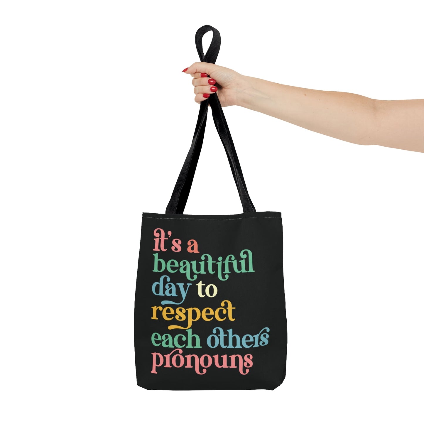 non binary tote bag, respect pronouns bag, small