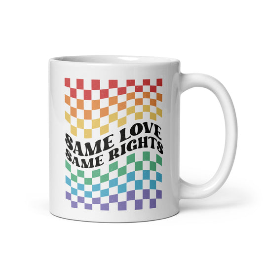 LGBTQ mug, same love same rights pride coffee or tea cup