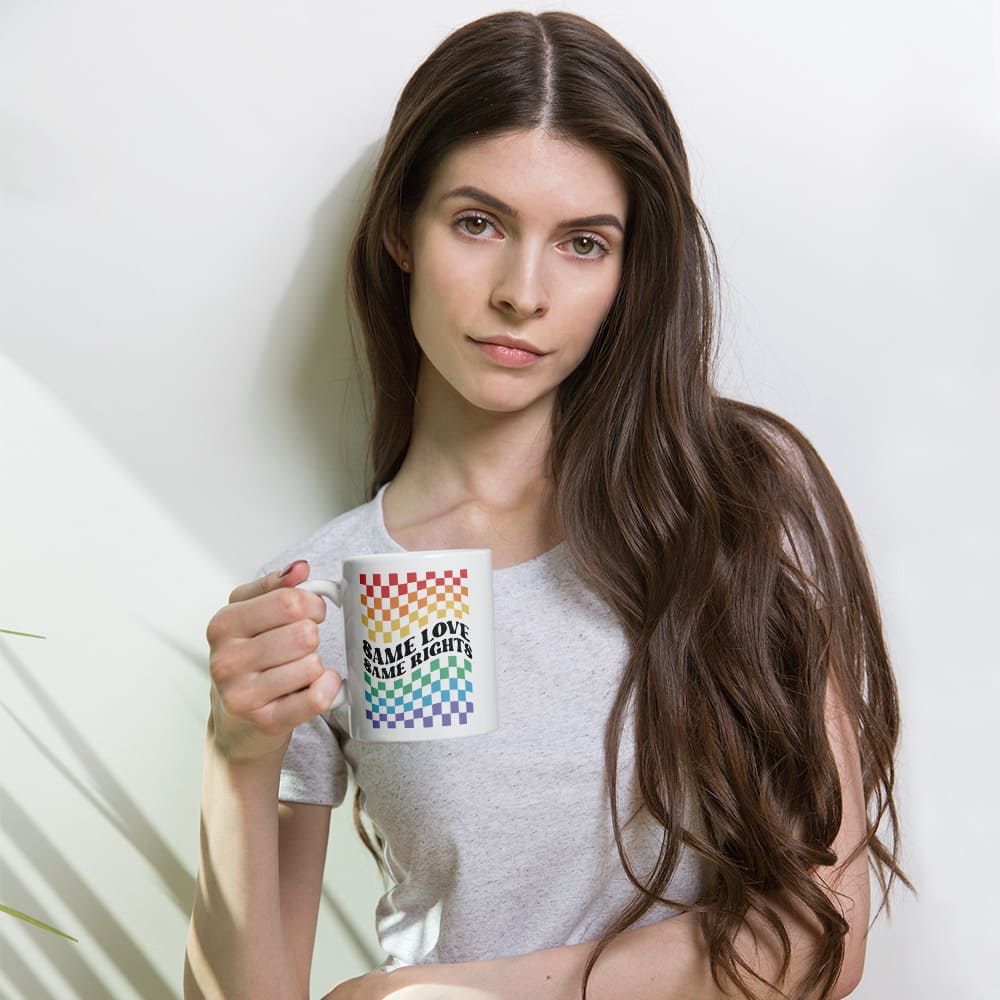 LGBTQ mug, same love same rights pride coffee or tea cup, model