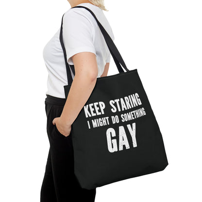 funny gay tote bag, large