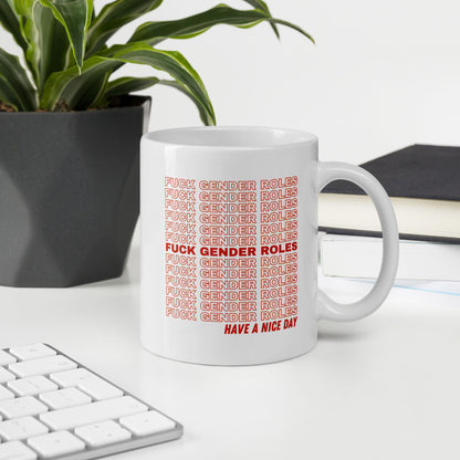 non binary mug, enby pride coffee or tea cup, on desk