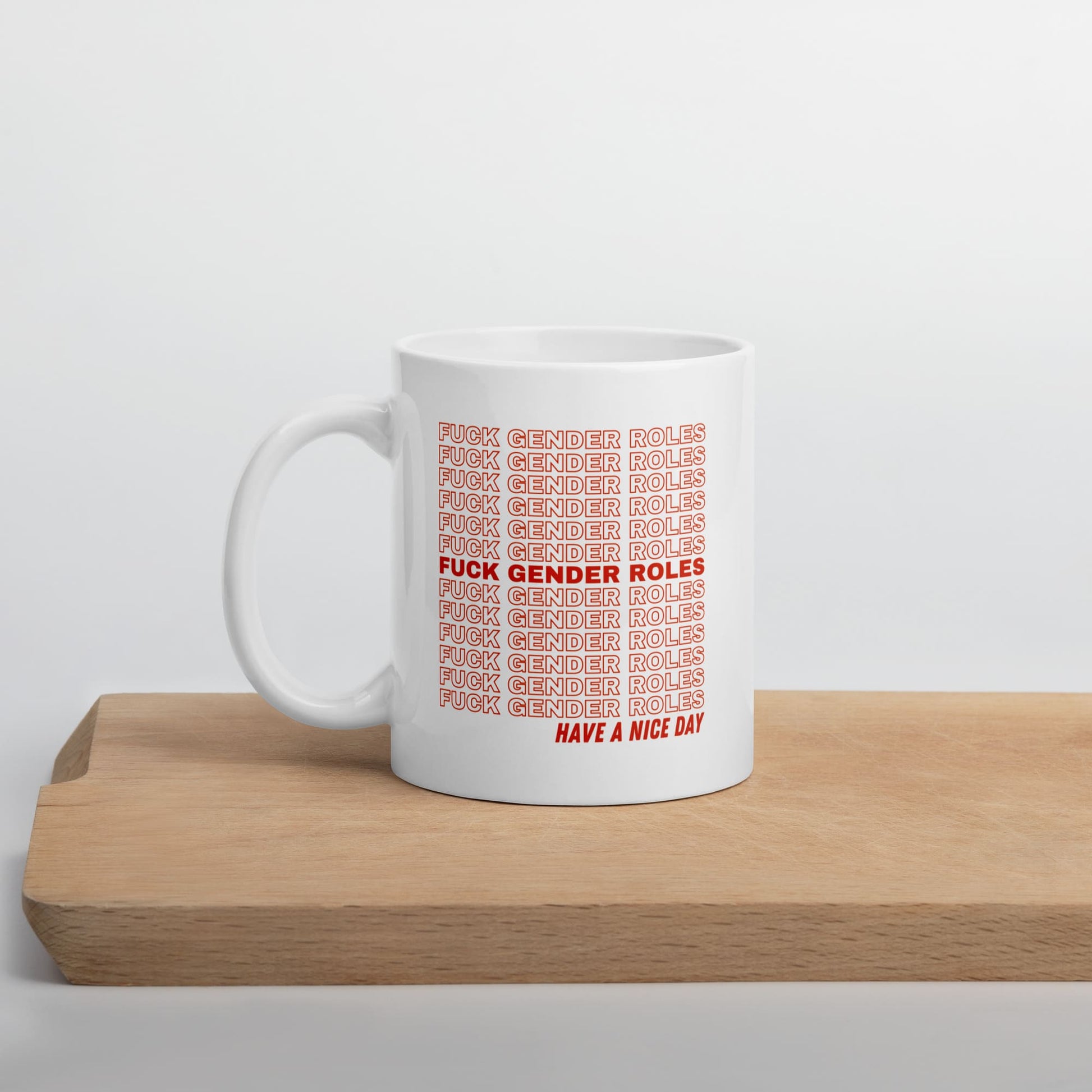 non binary mug, enby pride coffee or tea cup, on table