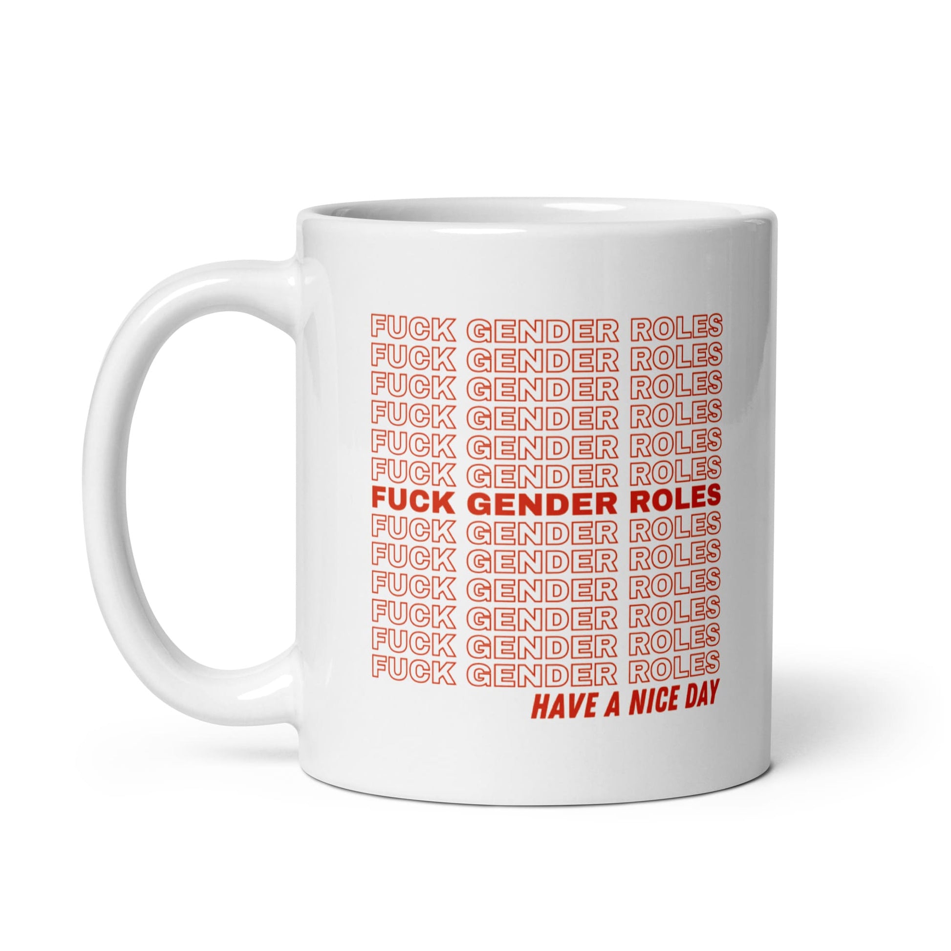 non binary mug, enby pride coffee or tea cup, left