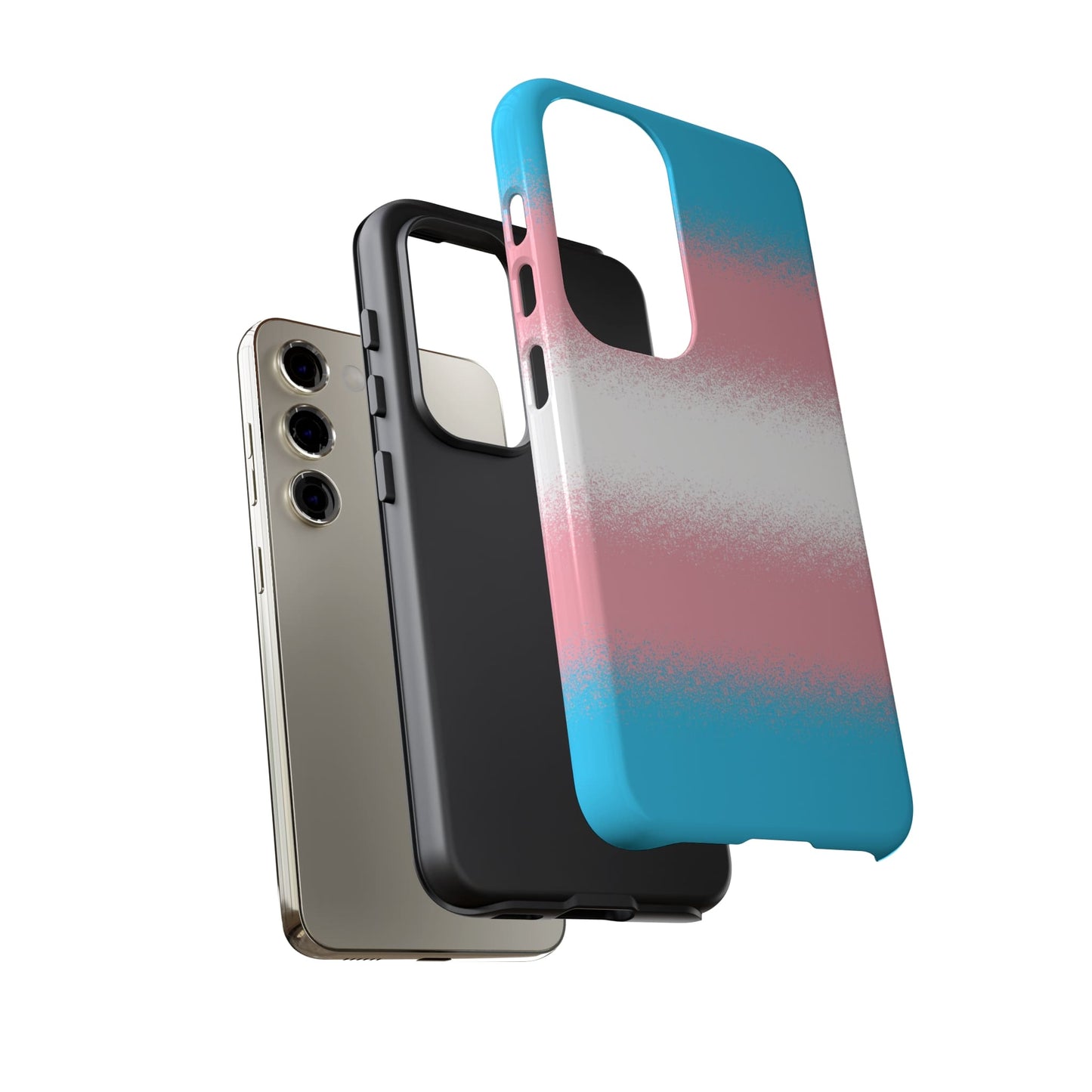 Transgender phone case sprayed flag, layers