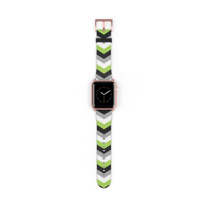 agender apple watch band, discreet chevron pattern, rose gold