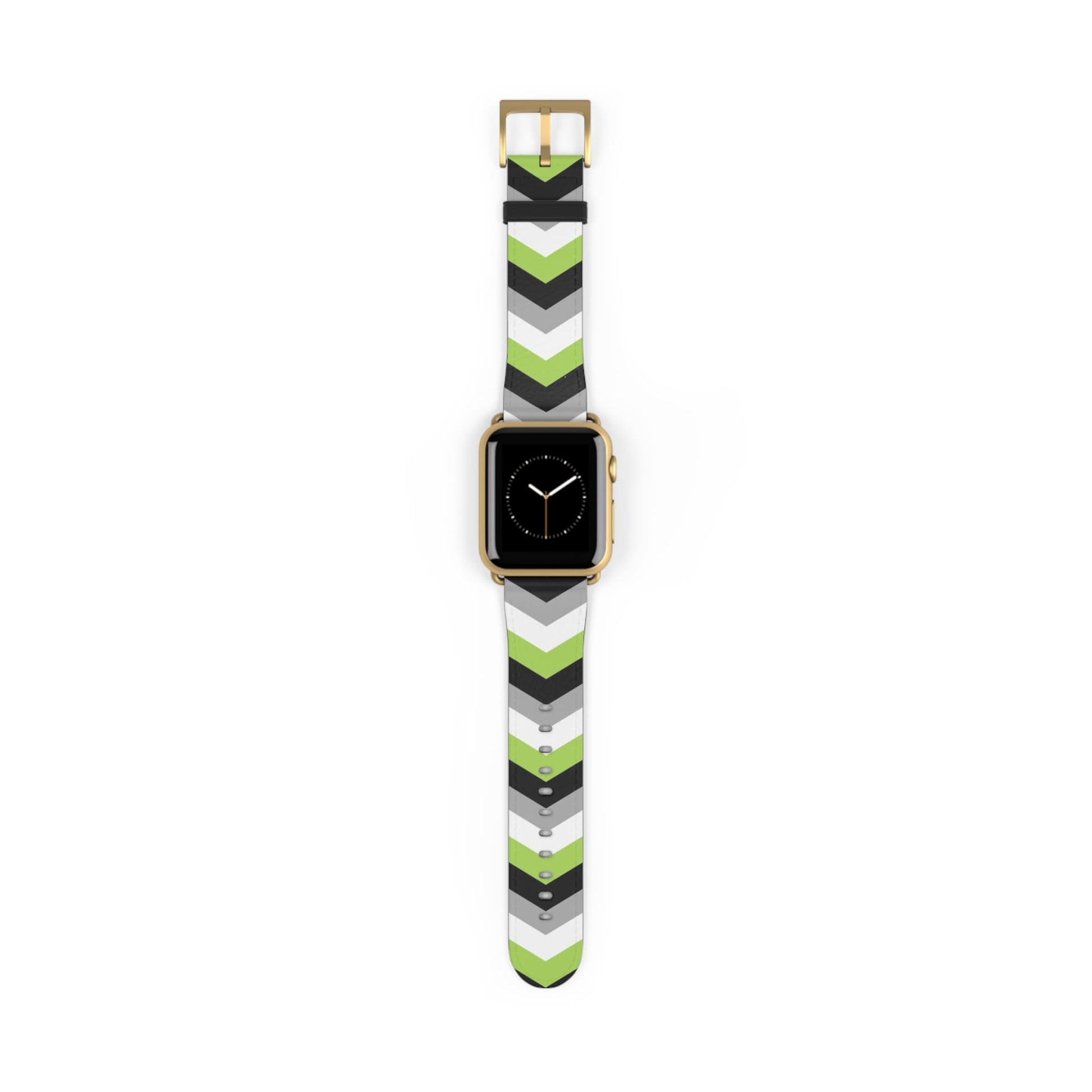 agender apple watch band, discreet chevron pattern, gold