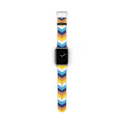 aroace apple watch band, discreet chevron pattern, silver