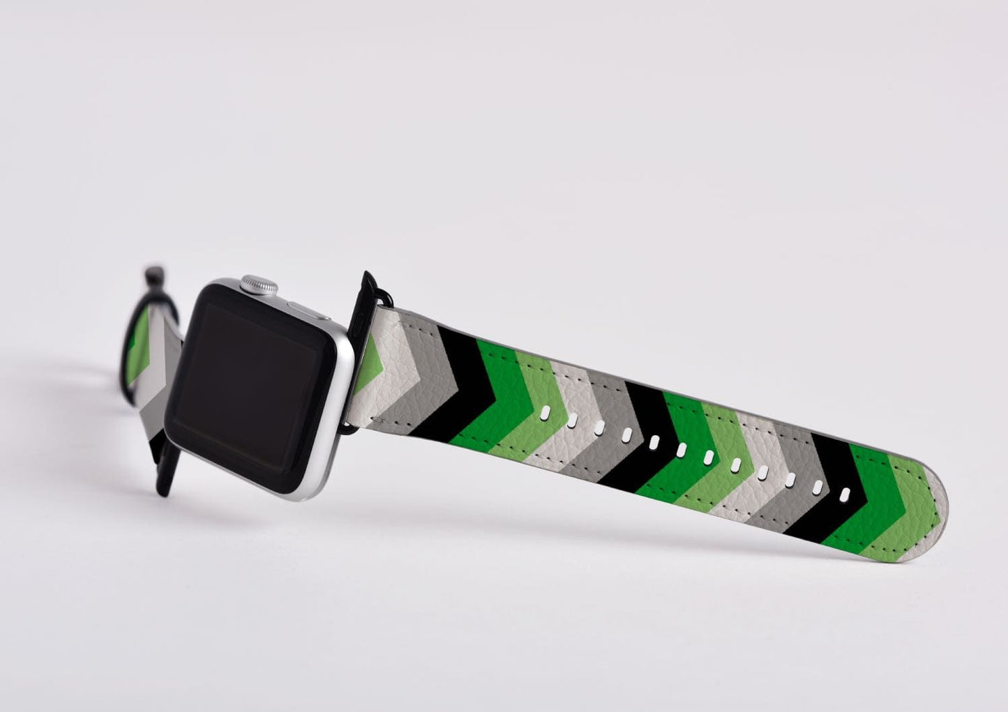 aromantic apple watch band, discreet chevron pattern, attach