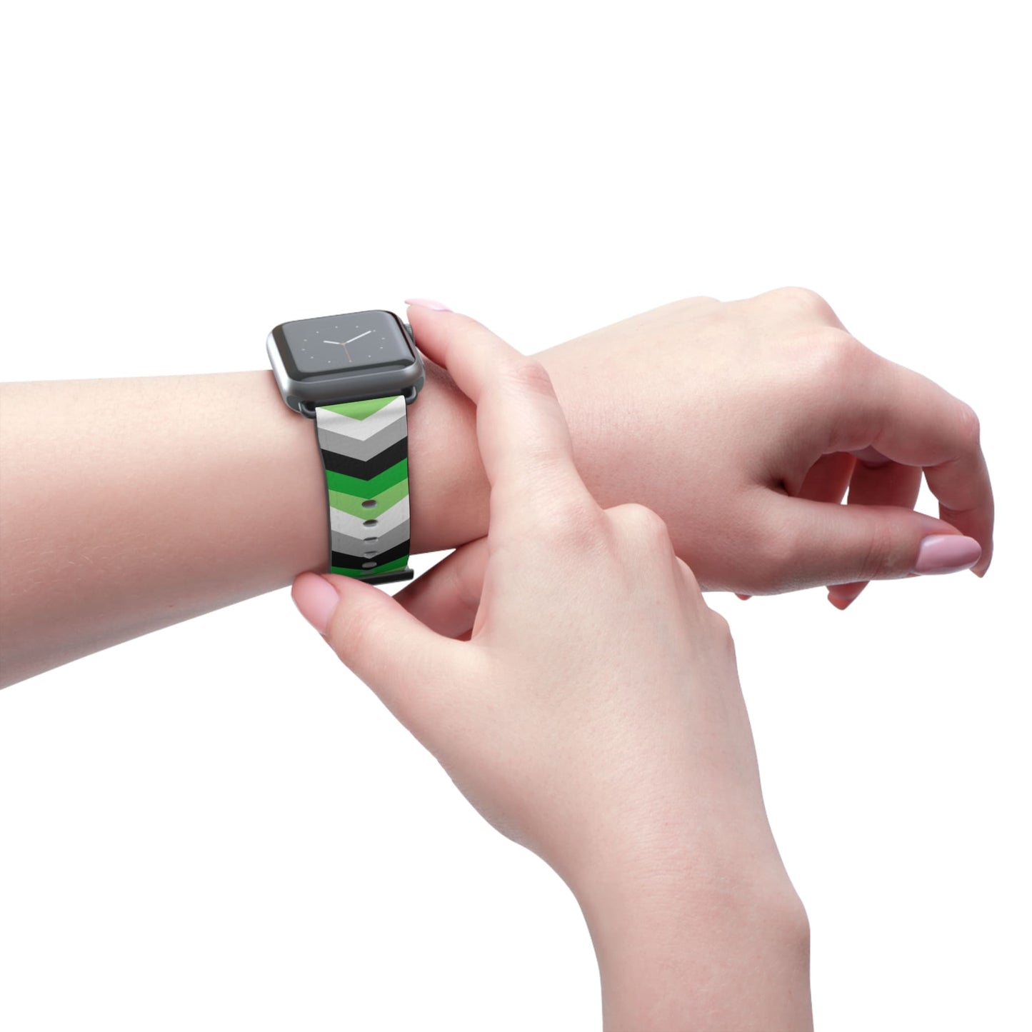 aromantic apple watch band, discreet chevron pattern, model