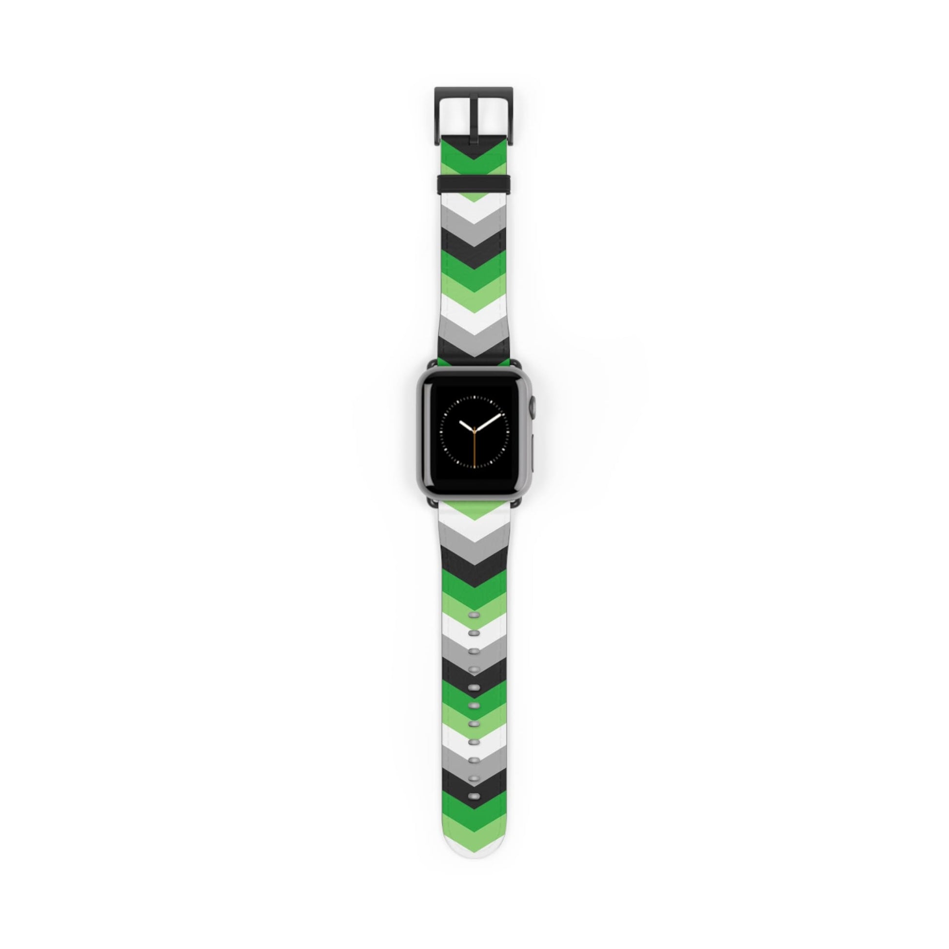 aromantic apple watch band, discreet chevron pattern, black