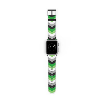 aromantic apple watch band, discreet chevron pattern, black